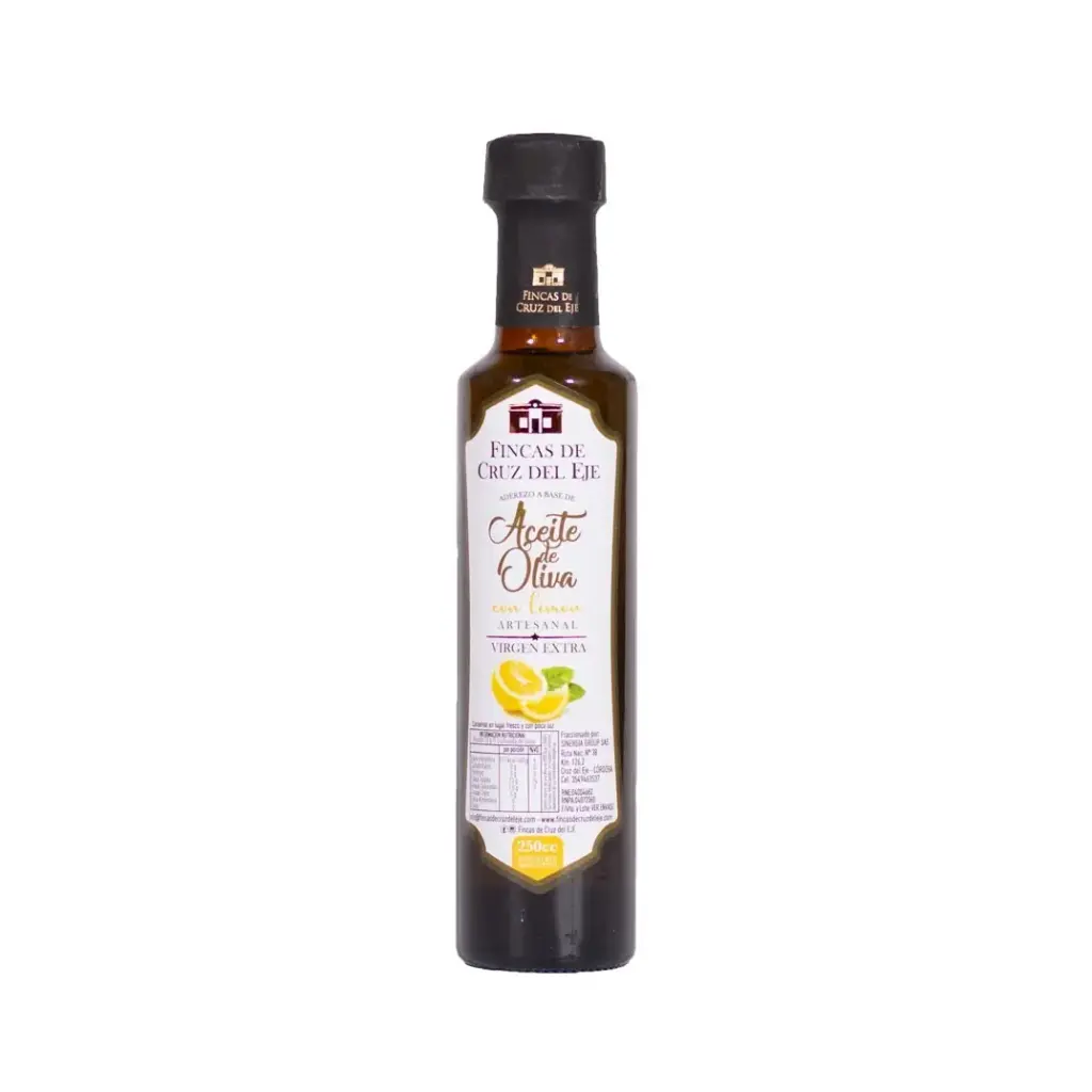 Aceite de oliva saborizado con limón – Envase de vidrio de 250cc