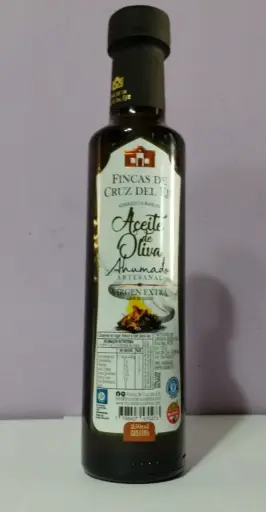 Aceite de oliva saborizado AHUMADO – Envase de vidrio de 250cc